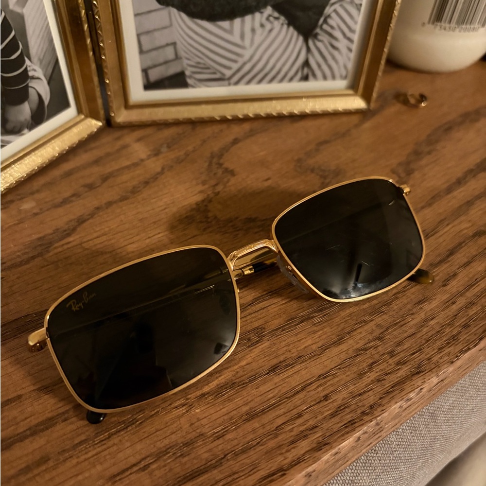 Ray-Ban RB3717 Gold Frame Sunglasses with Black Lenses